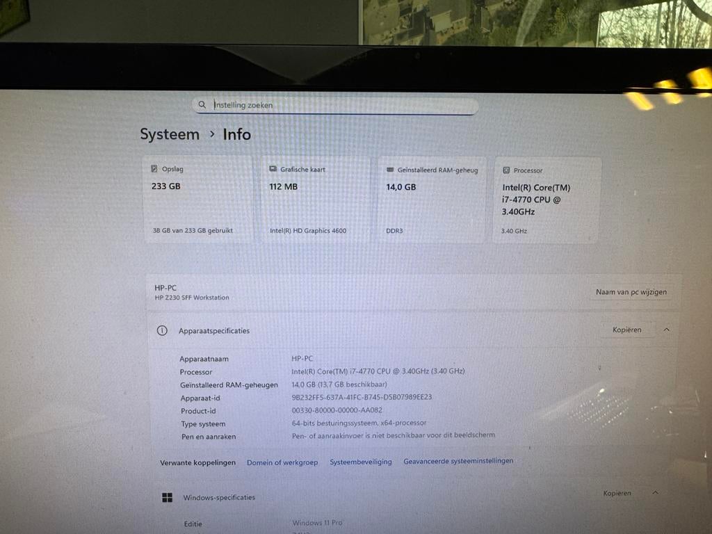 HP Z230 Workstation (desktop), Computers en Software, Desktop Pc's, Ophalen, Zo goed als nieuw, 3 tot 4 Ghz, SSD