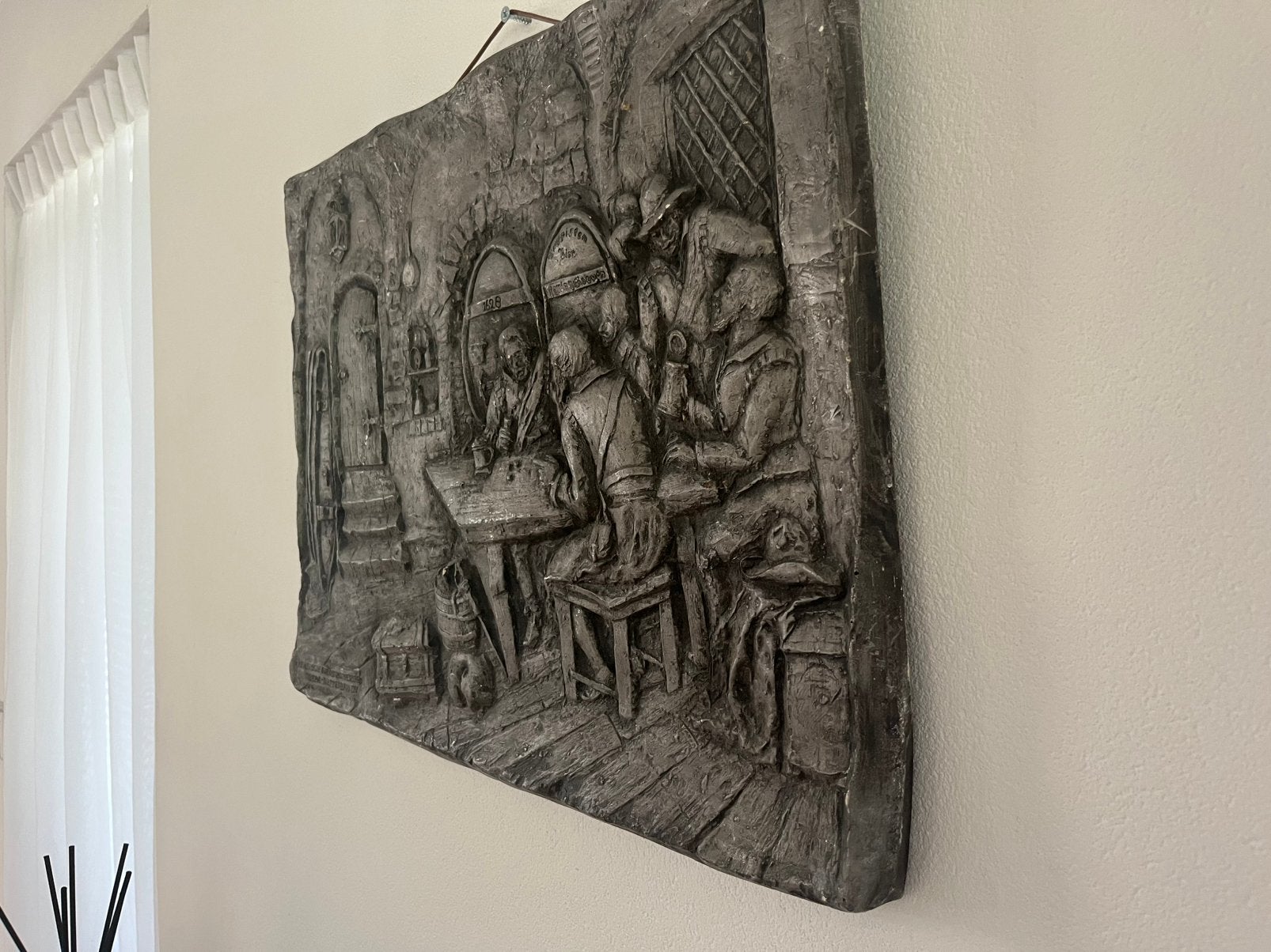 Tinnen reliëf plakaat, Antiek en Kunst, Ophalen of Verzenden