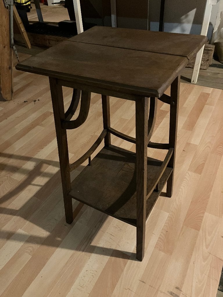 Vintage houten telefoontafeltje / bijzettafel, Ophalen, Minder dan 55 cm, Gebruikt, 60 cm of meer