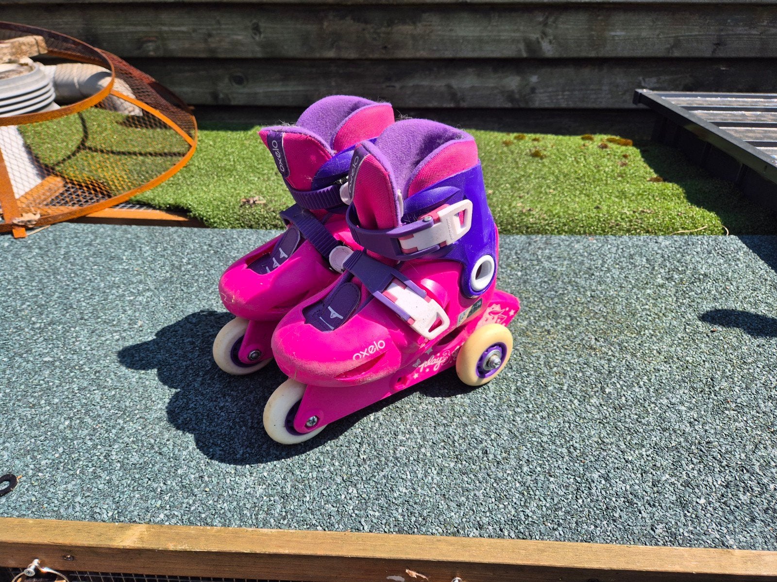 Roze Oxelo Play 3 rolschaatsen, verstelbaar maat 26-28, Ophalen, Gebruikt, Overige typen, Overige merken
