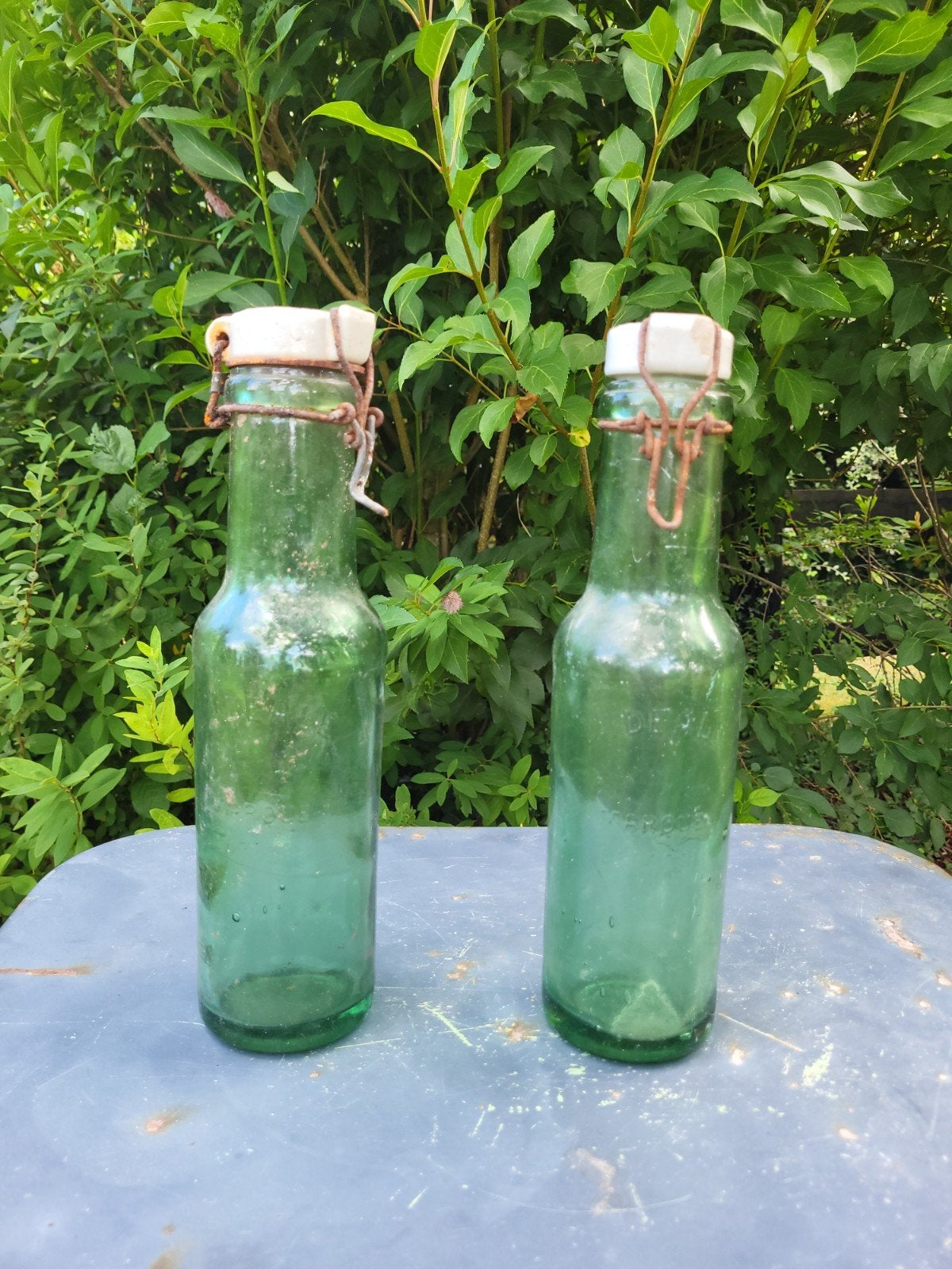 Oude brocante Franse wekflessen  / beugelflessen/ allegonda, Ophalen of Verzenden