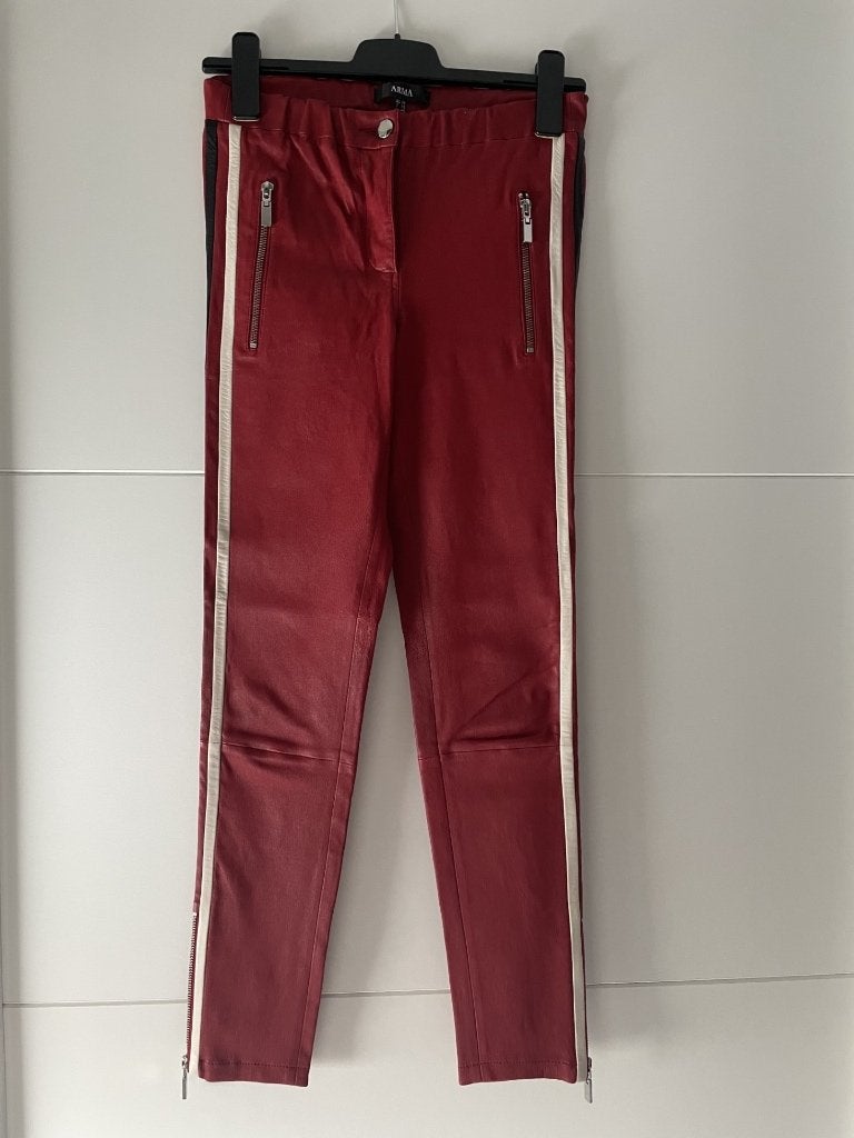 Arma rood leren stretch broek, Maat 38/40 (M), Verzenden, Arma, Zo goed als nieuw