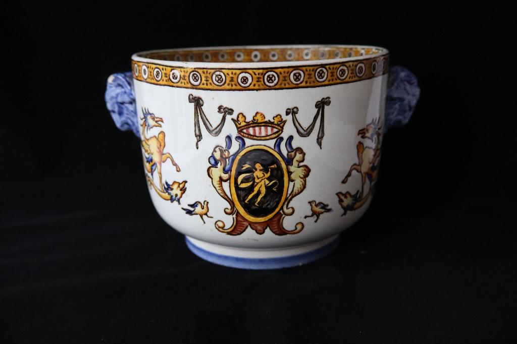 Antiek Gien Frankrijk cache bloempot c 1860, Antiek en Kunst, Ophalen of Verzenden