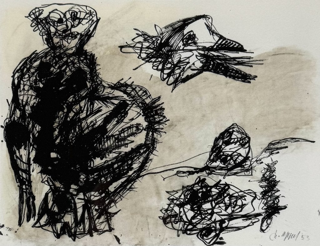 65. Litho, Karel Appel – abstracte compositie met figuren