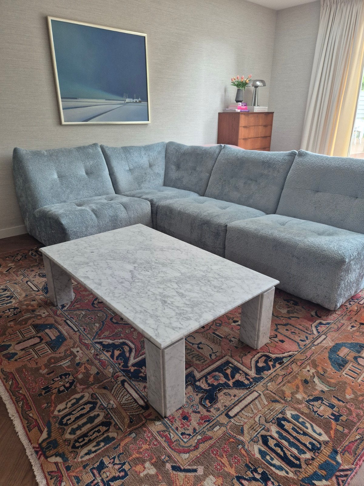 Marmeren Salontafel - Elegant en Tijdloos Design, Ophalen, 100 tot 150 cm, 50 tot 100 cm, Zo goed als nieuw