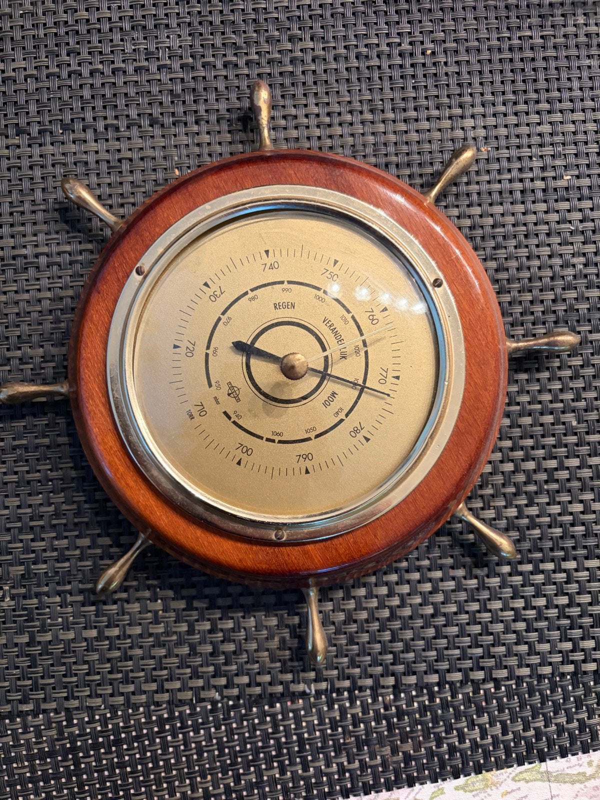 Decoratieve Barometer in Stuurwiel Vorm, Audio, Tv en Foto, Weerstations en Barometers, Ophalen, Gebruikt, Barometer
