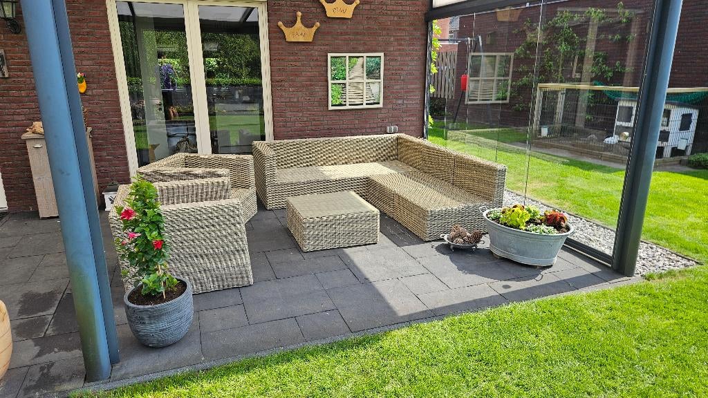 Loungeset wicker, Tuin en Terras, Ophalen, Gebruikt, 8 zitplaatsen, Loungeset