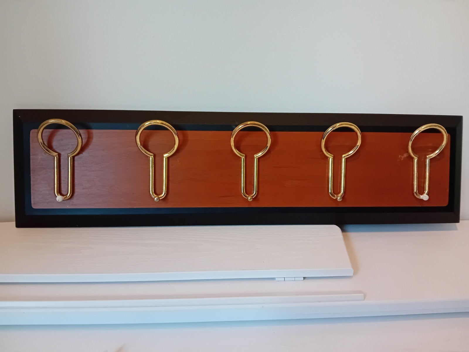 Vintage Teak en Chroom Wandkapstok, Wandkapstok, Gebruikt, Ophalen of Verzenden, Minder dan 100 cm