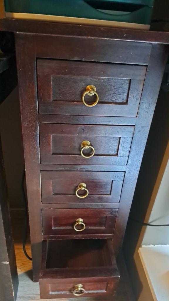 Smal houten ladekastje met 5 laden - B35xD35xH84cm, Minder dan 50 cm, Gebruikt, 5 laden of meer, Minder dan 100 cm