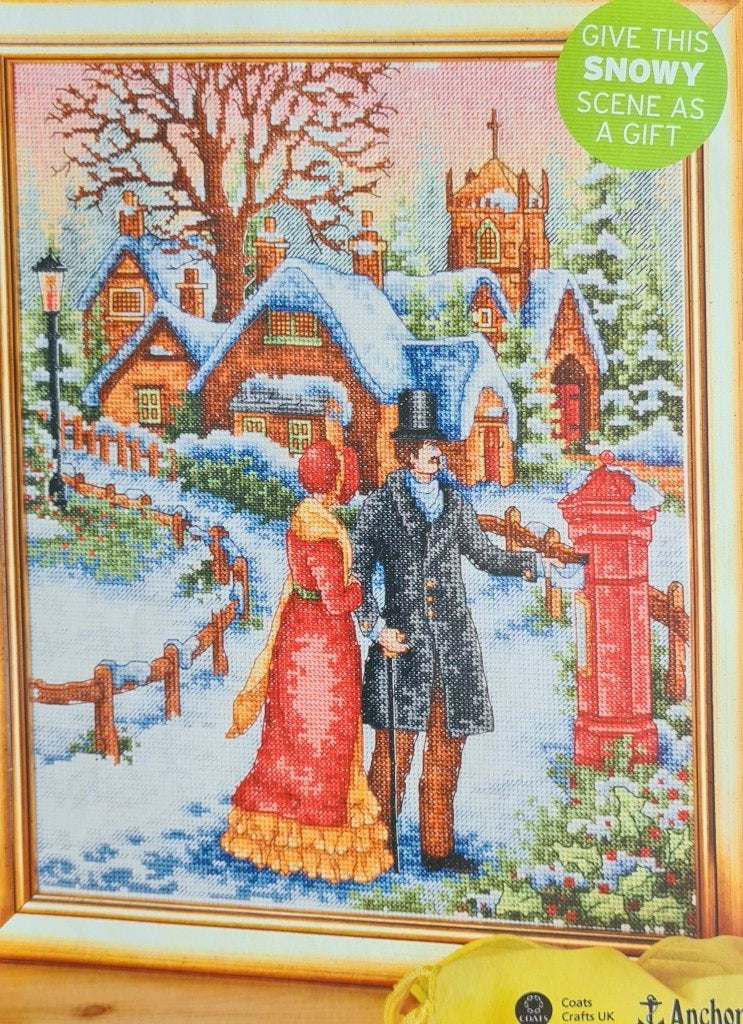 Post Scene Kerst tafereel borduurpatroon, Ophalen, Nieuw, Handborduren, Patroon