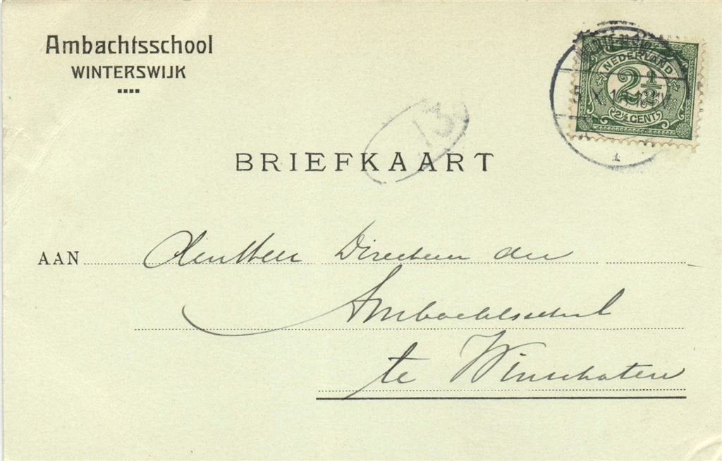 Ambachtsschool, Winterswijk - 10.1916 - briefkaart, Ophalen of Verzenden, Briefkaart