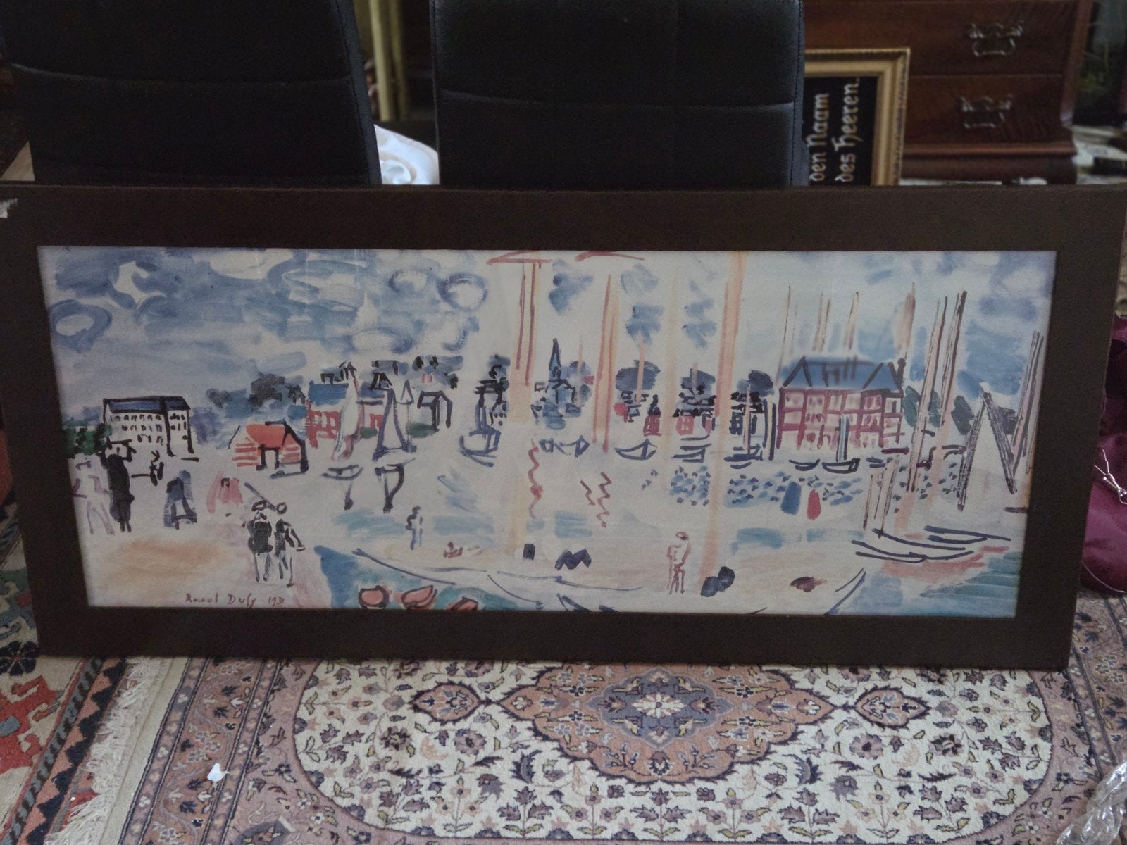 Raoul Dufy - Havenzicht met zeilboten en figuren, Ophalen of Verzenden