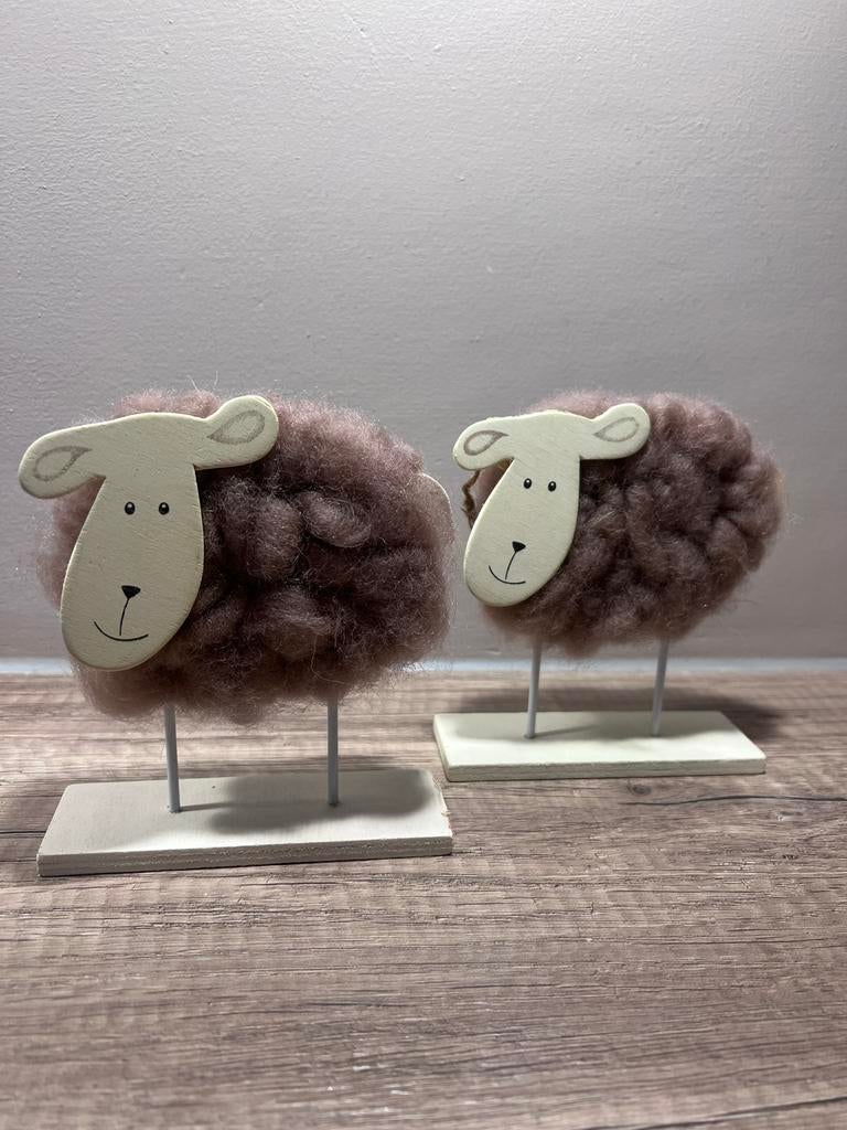 Decoratieve bruine schaapjes - set van 2, Huis en Inrichting, Woonaccessoires | Overige, Ophalen of Verzenden, Gebruikt