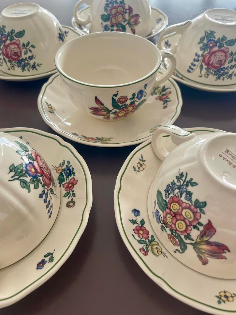 villeroy and boch, alt strassburg, 6 theekoppen met schotels, Antiek en Kunst, Ophalen of Verzenden