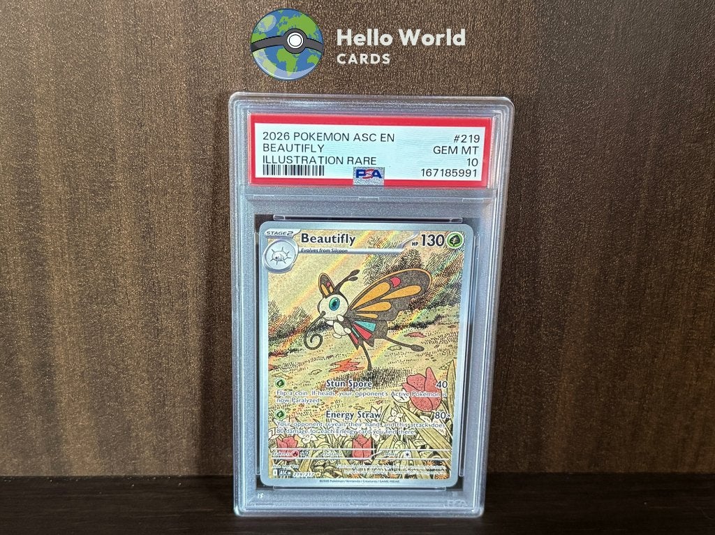 Beautifly IR 219/217 - PSA 10 - Ascended Heroes, Ophalen of Verzenden, Zo goed als nieuw, Losse kaart, Foil