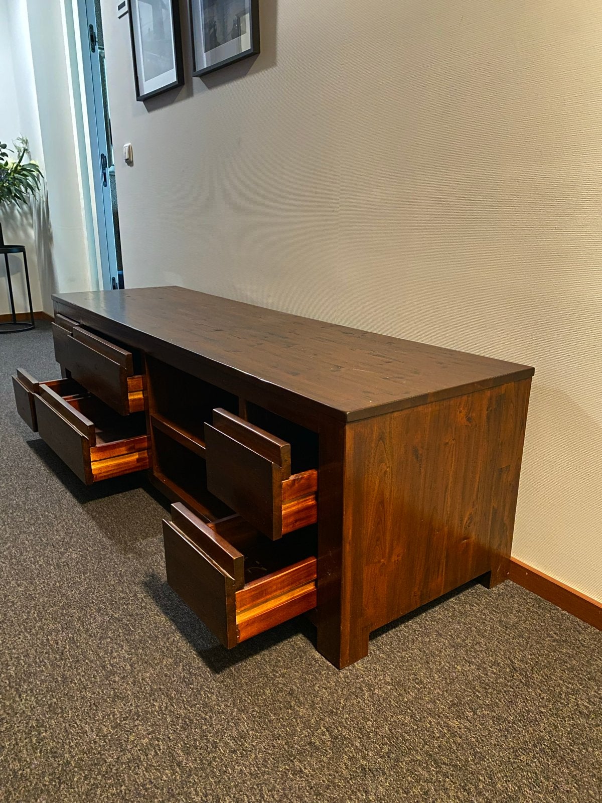 Antieke Teakhouten TV-kast - 170x50x50 cm, Ophalen, Gebruikt, 150 tot 200 cm, Teakhout
