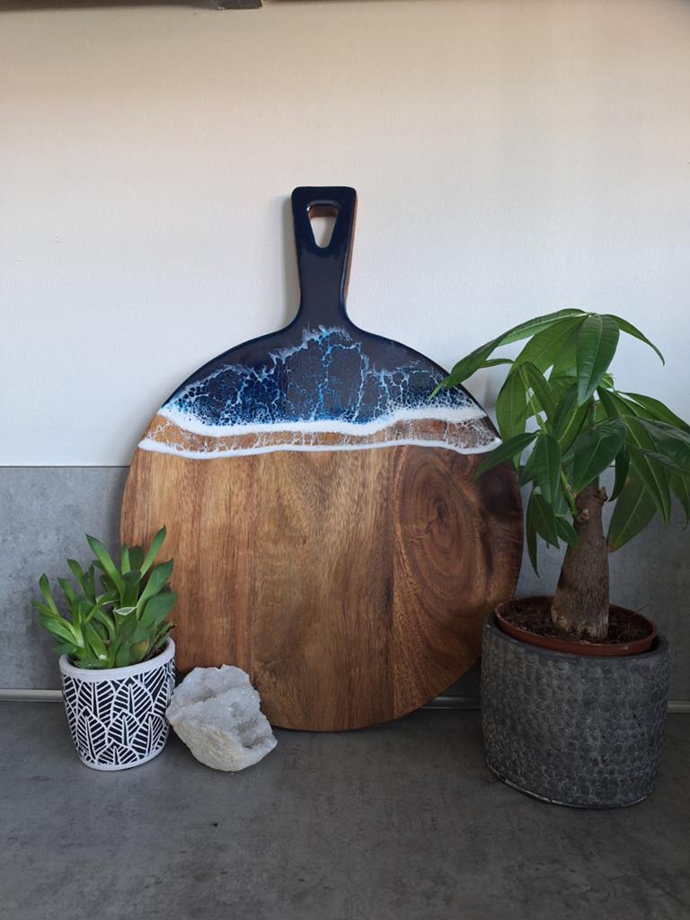 Epoxy snijplank, decoratie, tappasplank, Blauw, Hout, Snij-/serveerplank, Nieuw