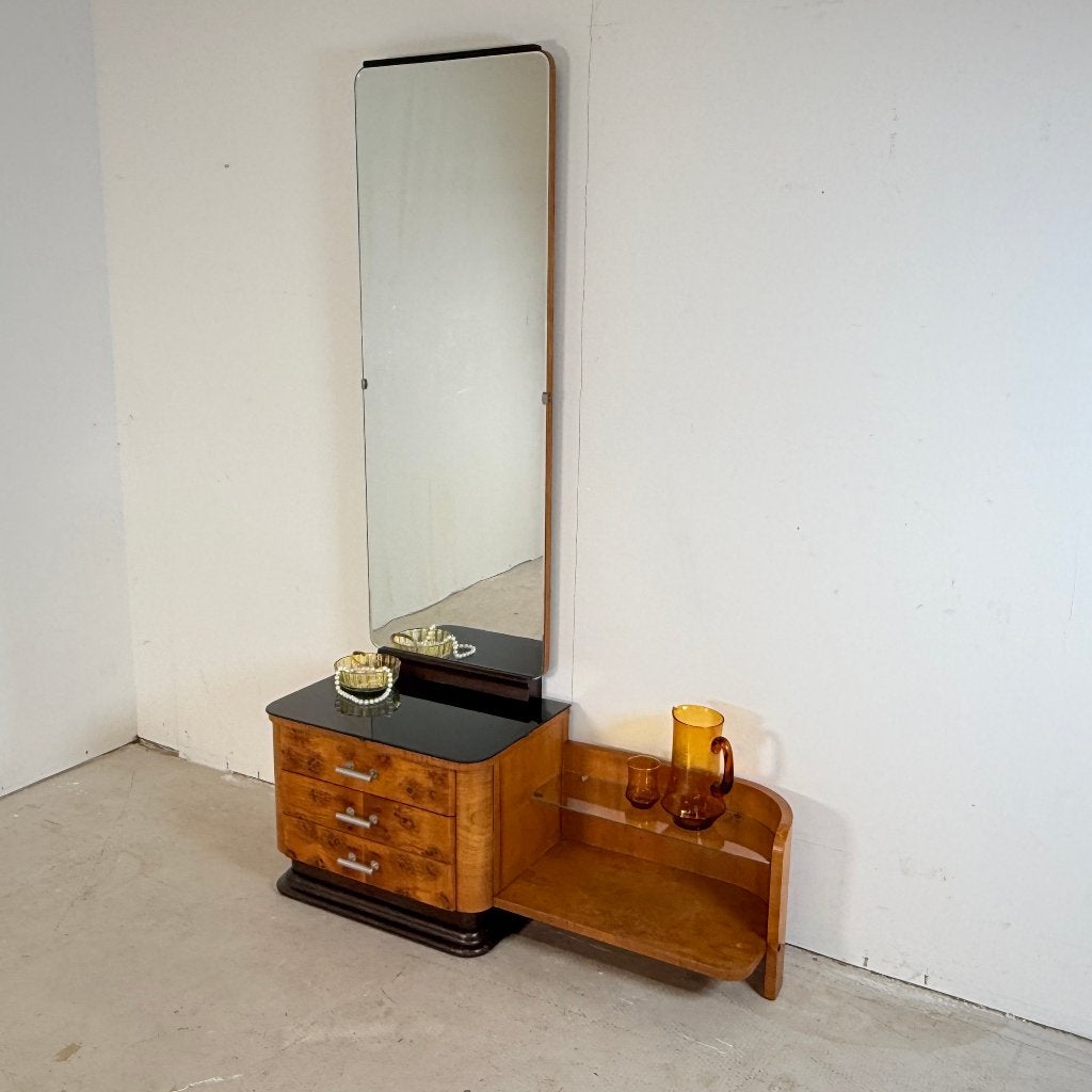 Vintage UP Závody Kaptafel in Wortelnoten, Jindřich Halabala, Huis en Inrichting, Gebruikt, 100 tot 150 cm, Art deco, Ophalen of Verzenden