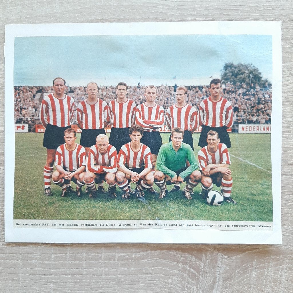 Mini poster PSV Eredivisie seizoen 1960-1961 elftal en namen, Verzamelen, Verzenden, Gebruikt, PSV, Poster, Plaatje of Sticker