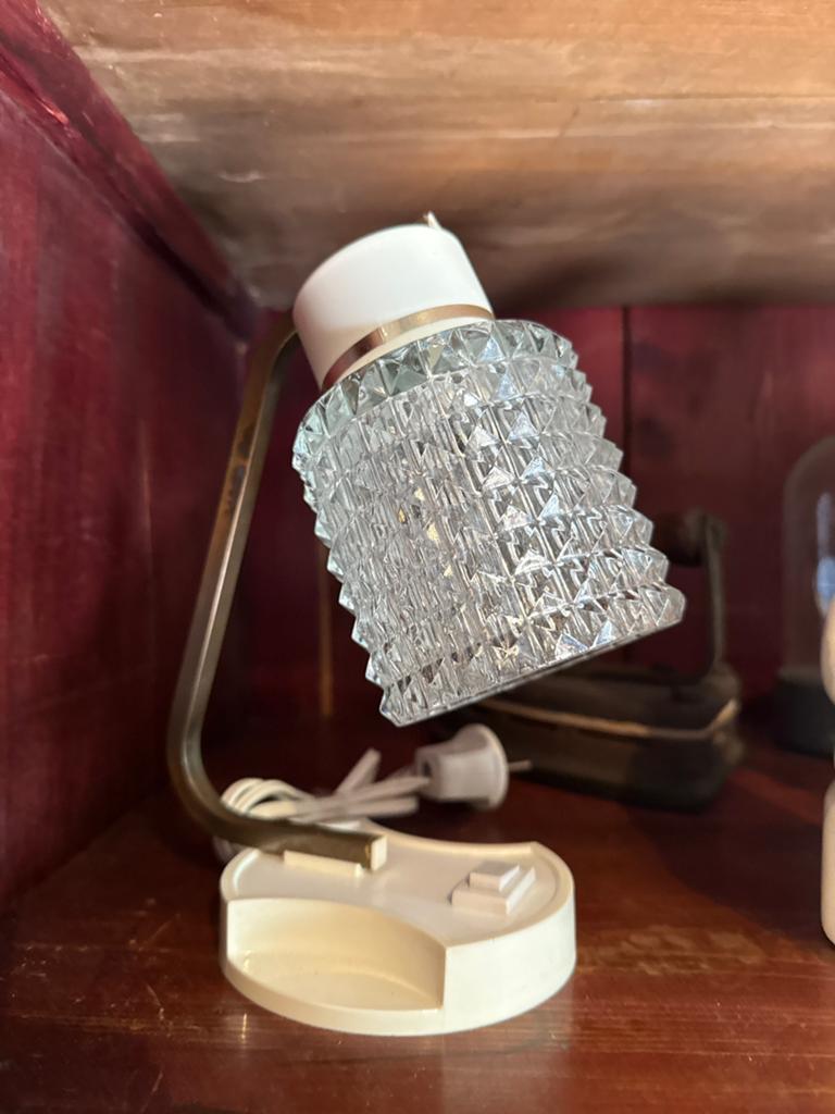 Vintage Tafellampje in retro rockabilly style, Ophalen of Verzenden, Zo goed als nieuw, Glas, Minder dan 50 cm