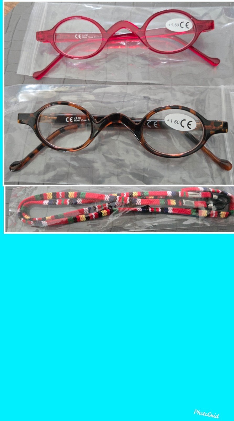 Nieuw set 2 leesbrillen en koord sterkte 1.5, Overige merken, Bruin, Verzenden, Nieuw