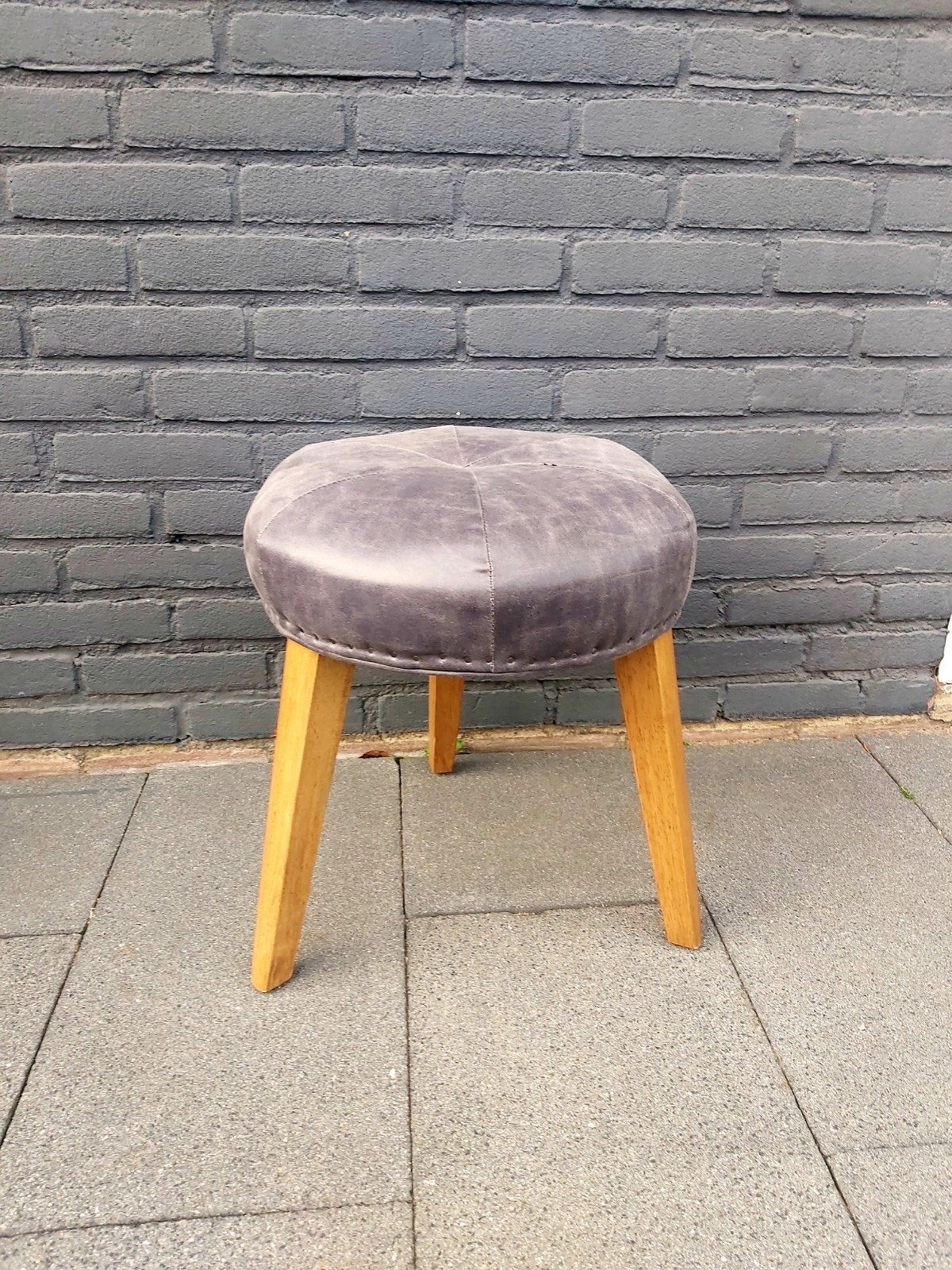 Riviera Maison krukje antraciet leder, Ophalen, Zo goed als nieuw, Hout