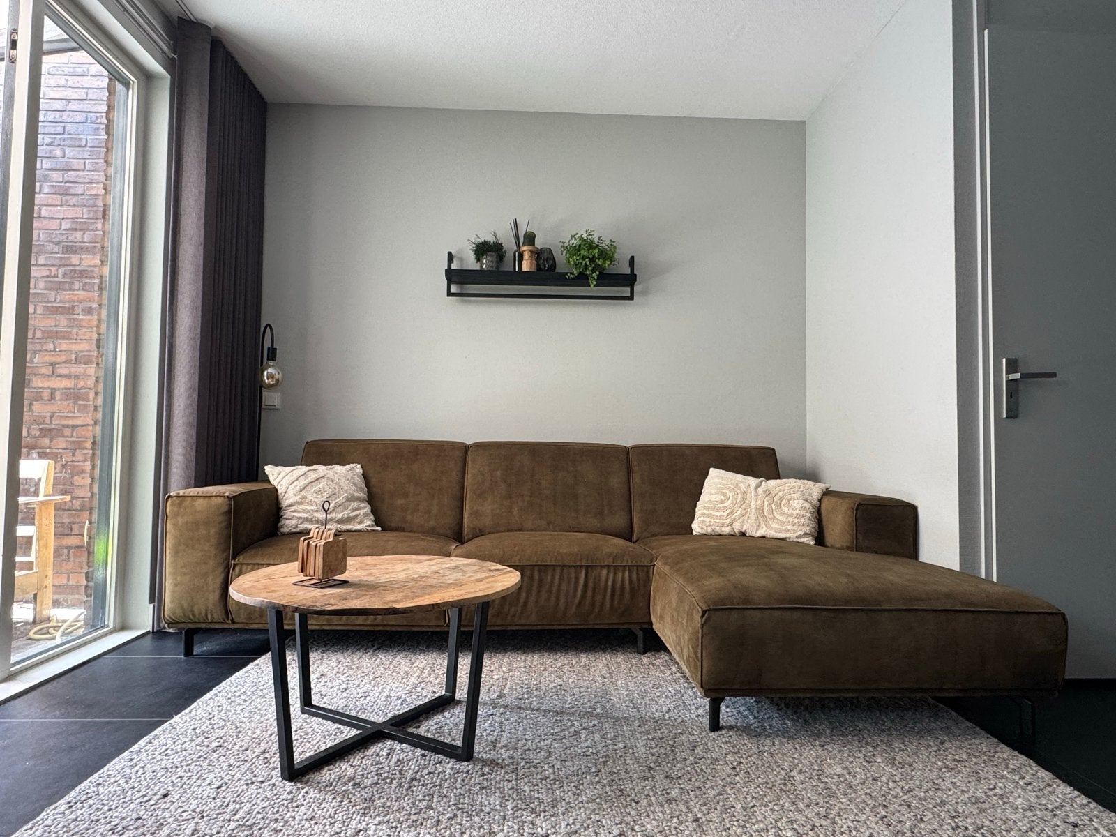 Bank groen/bruin - 290x175, Ophalen, 250 tot 300 cm, Hoekbank, Zo goed als nieuw