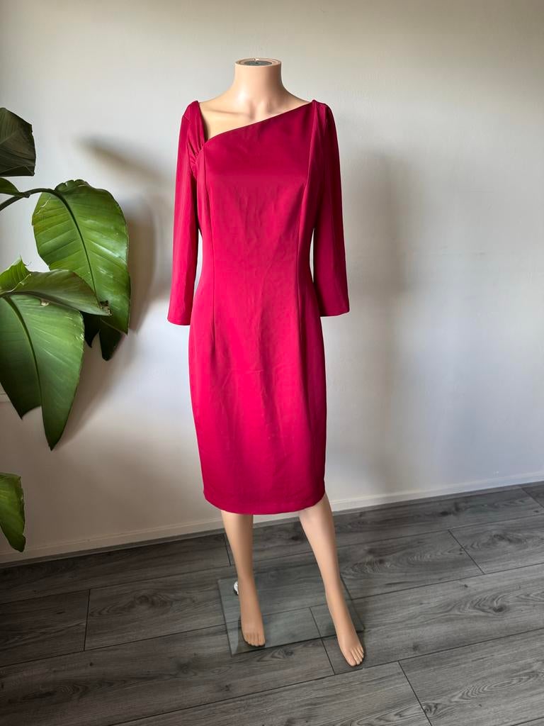 Elegante Rode Midi Jurk - Zeila Collection - Nieuw met label, Kleding | Dames, Jurken, Maat 38/40 (M), Nieuw, Ophalen of Verzenden