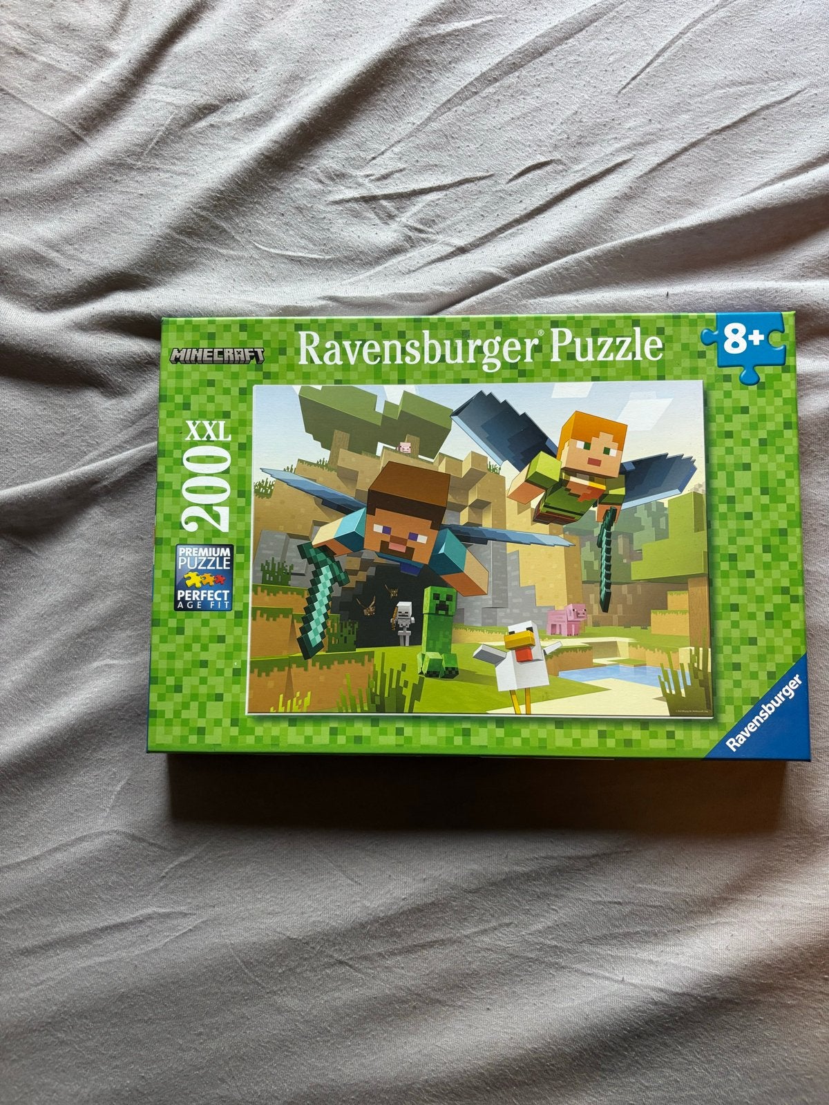 Ravensburger Minecraft Puzzel 200 XXL stukjes, Ophalen of Verzenden, Minder dan 500 stukjes, Zo goed als nieuw, Legpuzzel
