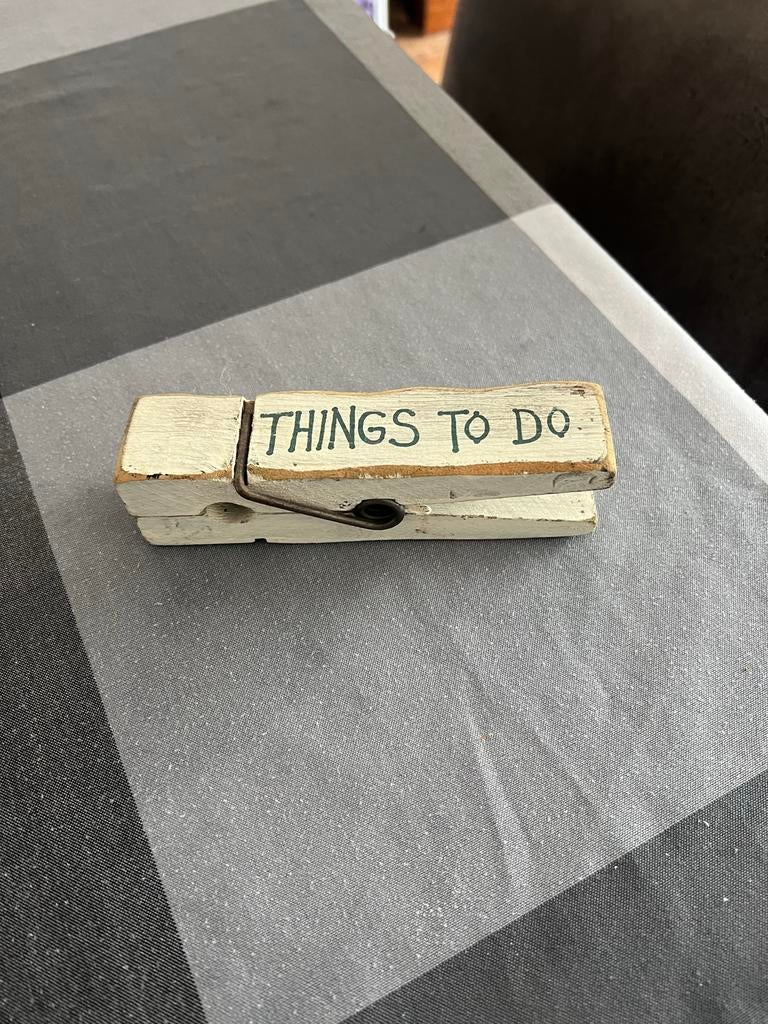 Grote wasknijper 'Things to do', Hout, Gebruikt, Overige stijlen, Ophalen of Verzenden