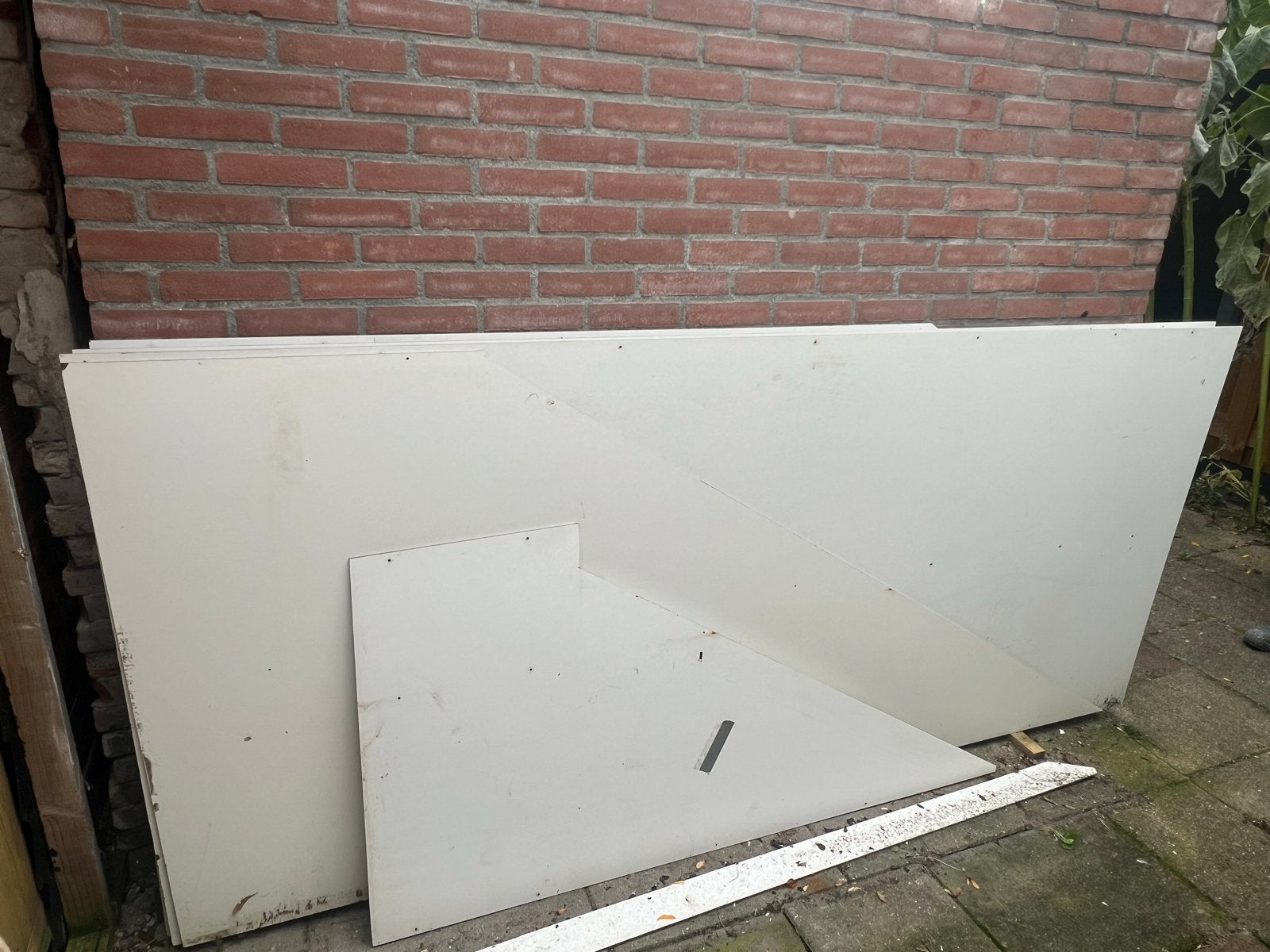 Gebruikte Trespa platen (4x 275x122cm + schuine stukken), Ophalen, Gebruikt, HPL, Minder dan 20 mm
