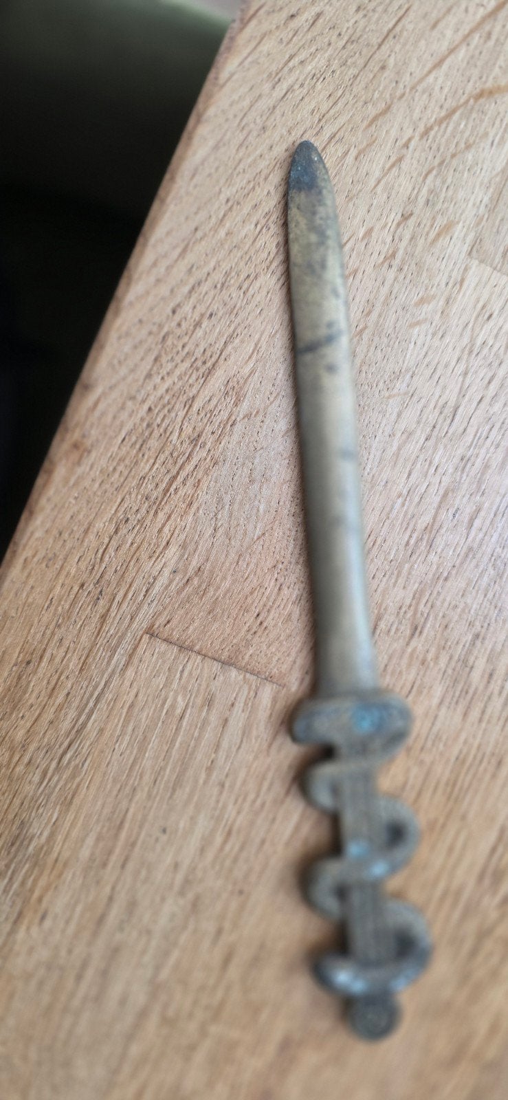 Vintage bronzen briefopener in zwaardvorm, Ophalen of Verzenden