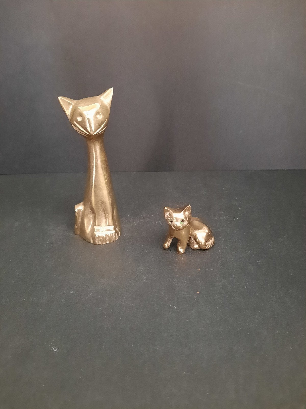 Messing Kattenbeeldjes Set - Modern Design, Ophalen of Verzenden, Gebruikt, Dier