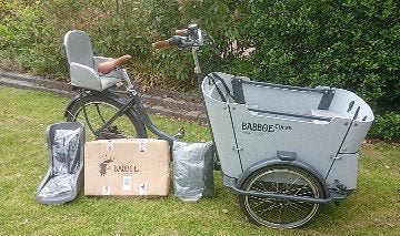 Elektrische Babboe Curve bakfiets, 4 kinderen of meer, Gebruikt, Huif, Schijfrem