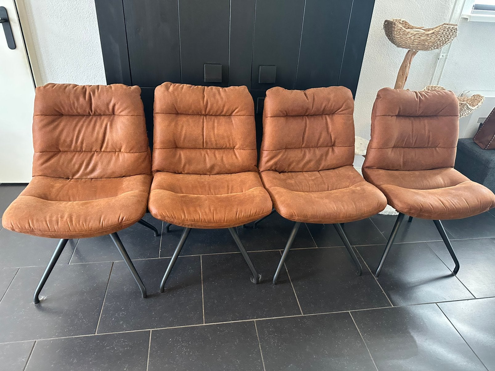 4 keurig nette eetkamerstoelen, Ophalen, Gebruikt, Bruin, Vier