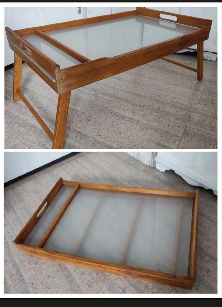 Houten - melkglas dienblad / bedtafeltje / laptoptafel 40x60, Ophalen of Verzenden