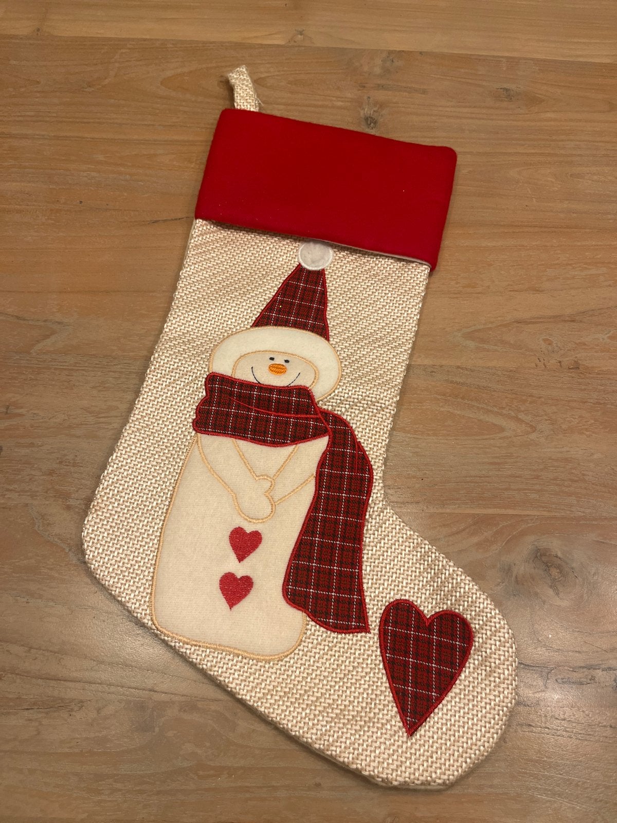 Kerst sok wit rood stof xmas deco home, Ophalen of Verzenden
