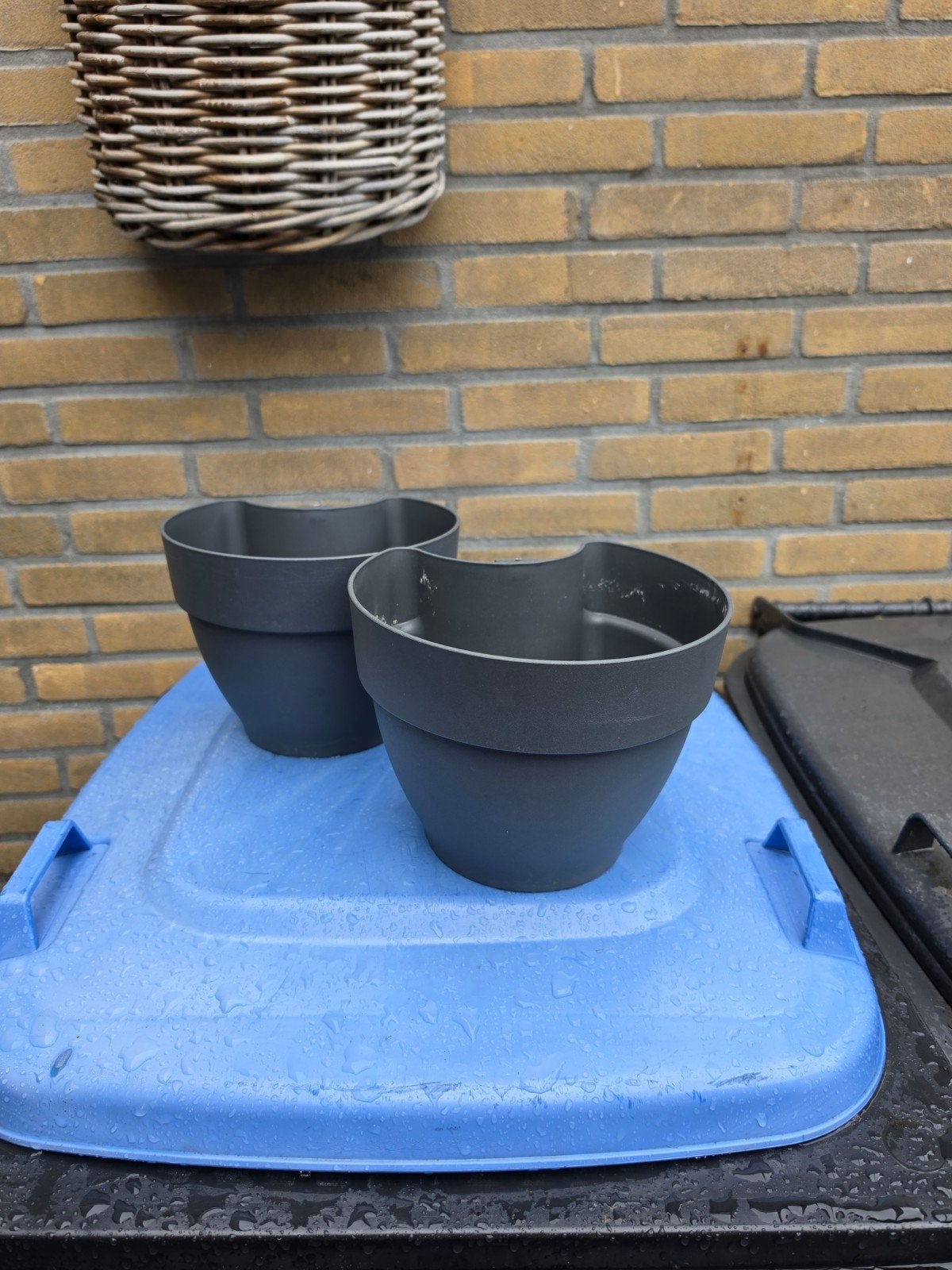 Elho regenpijp bloembak 2 stuks grijs, Kunststof, Minder dan 30 cm, Minder dan 60 cm, Rond