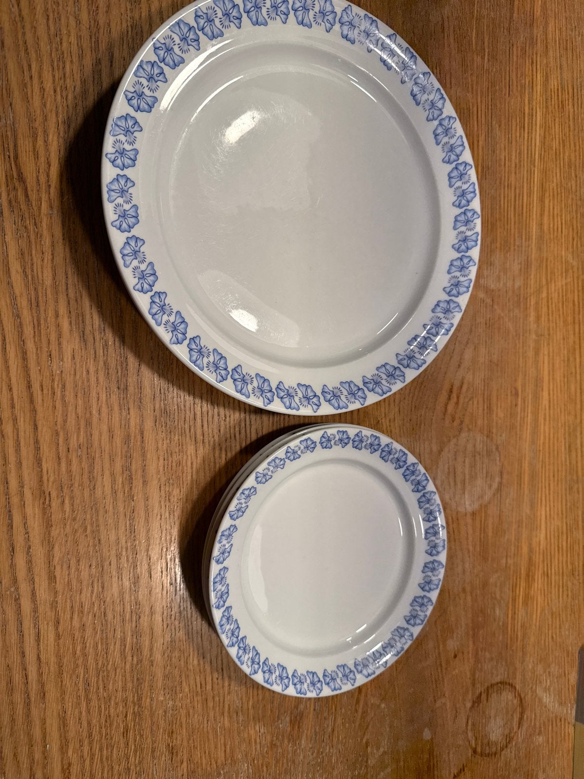 Set van 6 vintage hollóháza borden met blauwe bloemen rand, Antiek en Kunst, Ophalen of Verzenden