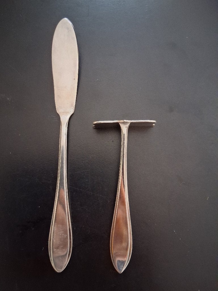 Gero schuivertje botermes verzilverd puntfilet *eureka*, Antiek en Kunst, Ophalen of Verzenden