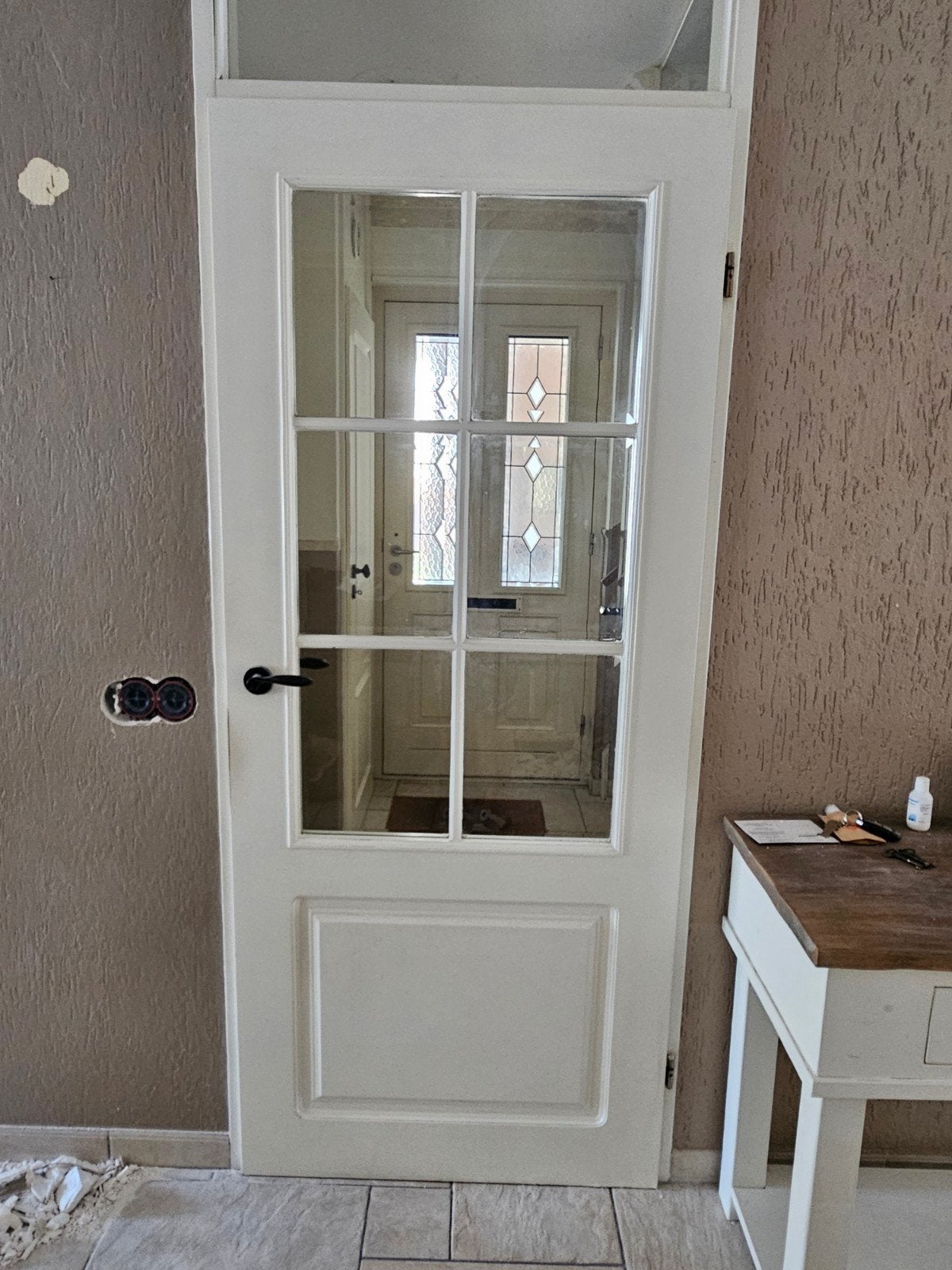 Opdek binnendeur hout met glas, Ophalen, Gebruikt, 80 tot 100 cm, Binnendeur