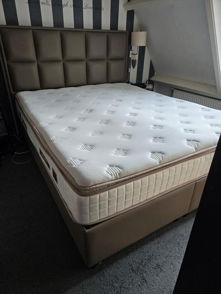 Z.g.a.n Boxspring 160x200, Ophalen, Tweepersoons, 160 cm, Stof