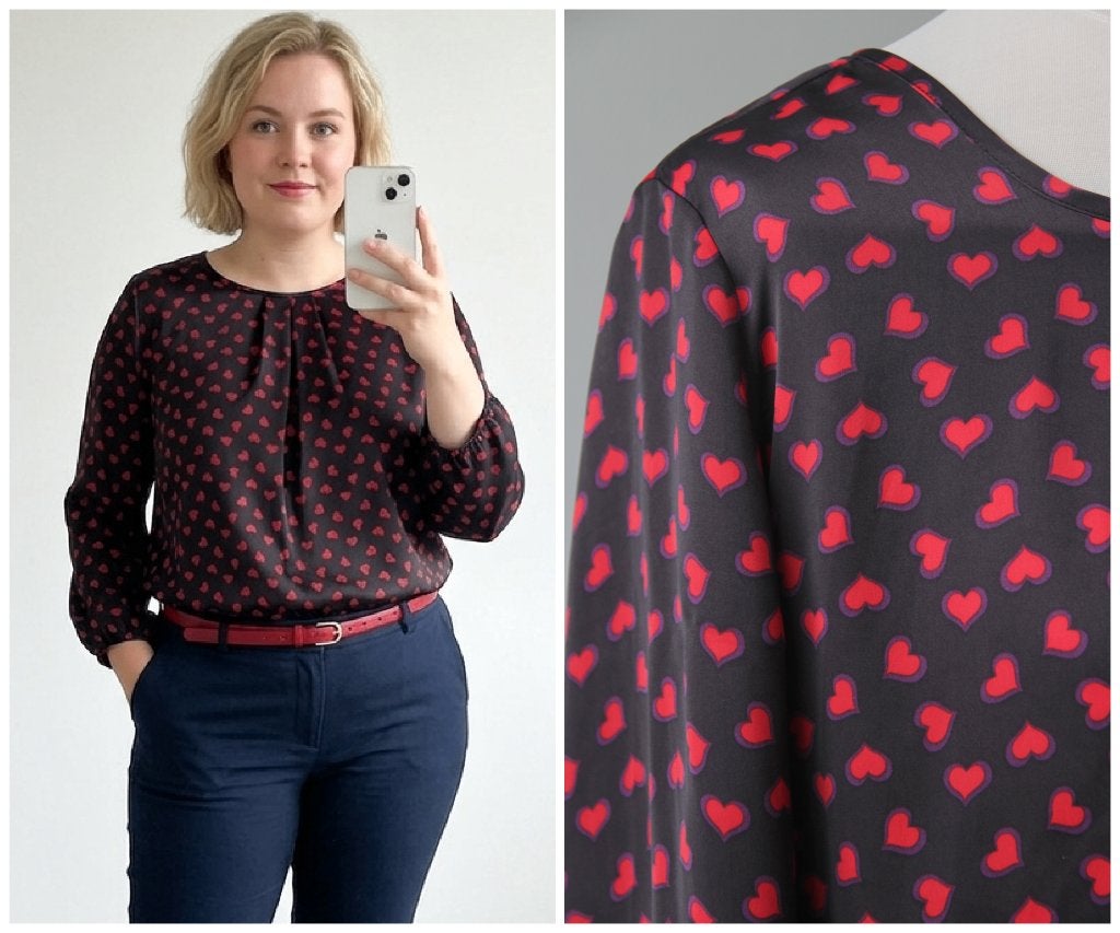 Kyra & Ko - mooie blouse / zwart hartjes / maat 40, Maat 38/40 (M), Verzenden, Zwart, Zo goed als nieuw