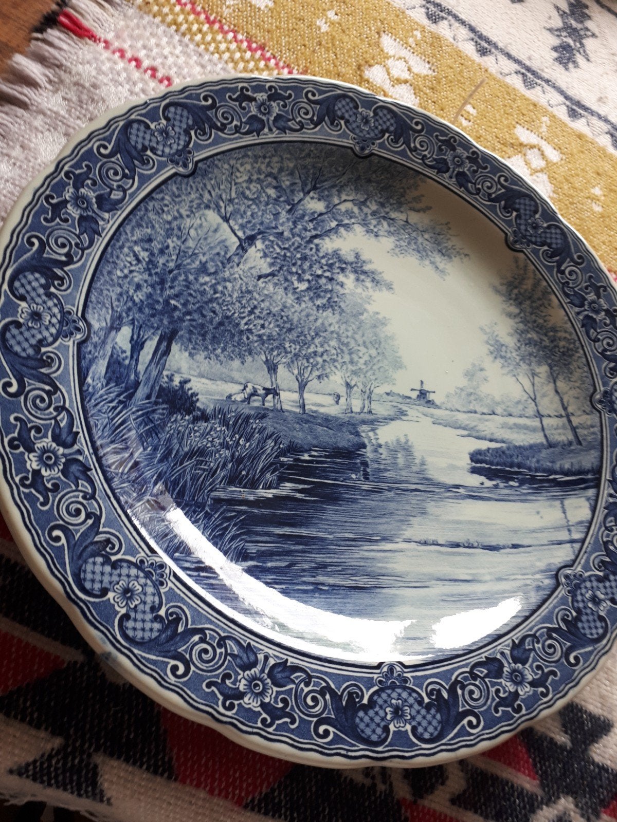 Mooi Vintage wandbord Delfs blauw Boch, Antiek en Kunst, Antiek | Wandborden en Tegels, Ophalen