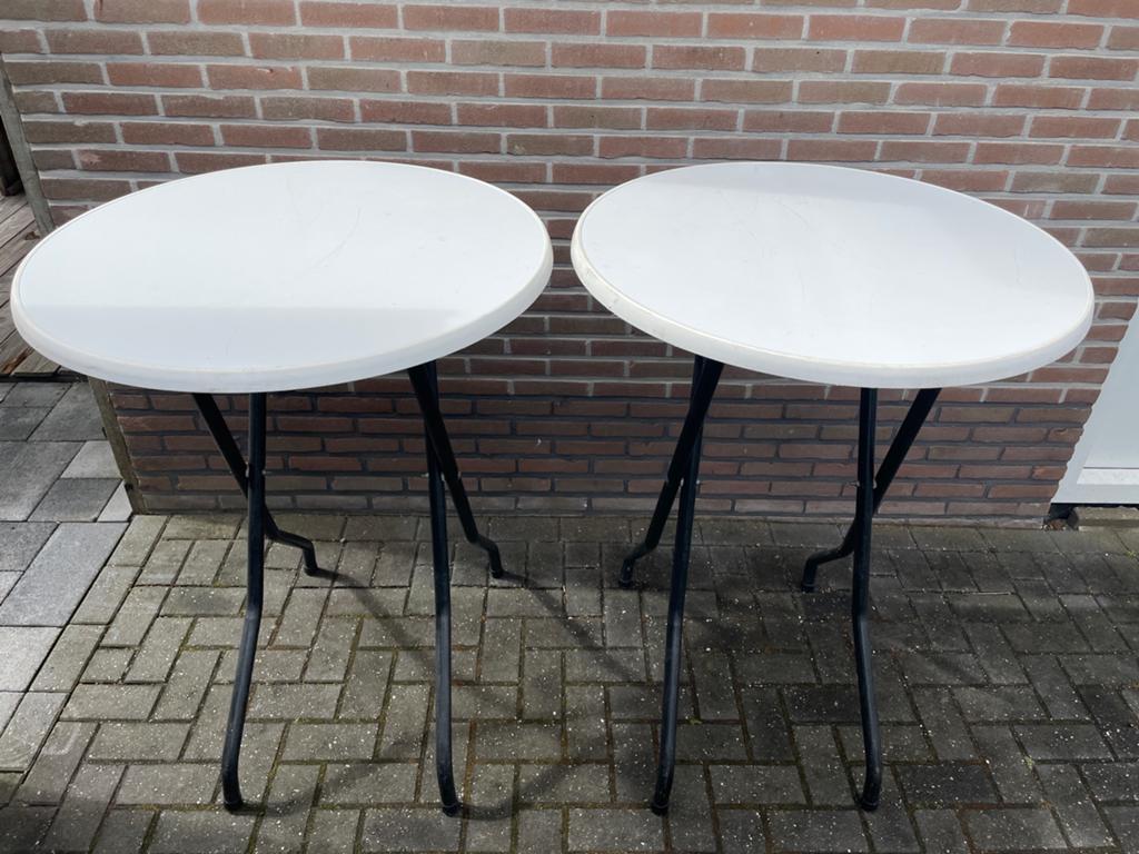 2 witte ronde statafels - hoogte 115 cm x breedte 85 cm, Ophalen, Gebruikt