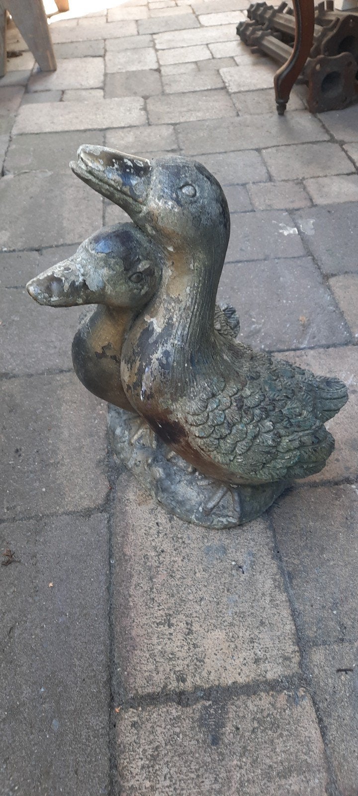 Vintage bronzen eendenbeeld voor tuin of decoratie, Tuin en Terras, Tuinbeelden, Ophalen