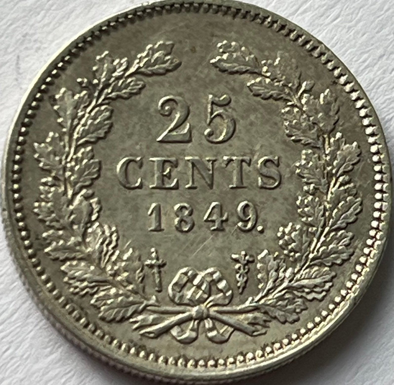 Heel mooi zilveren kwartje 1849, Zilver, 25 cent, Ophalen of Verzenden, Losse munt
