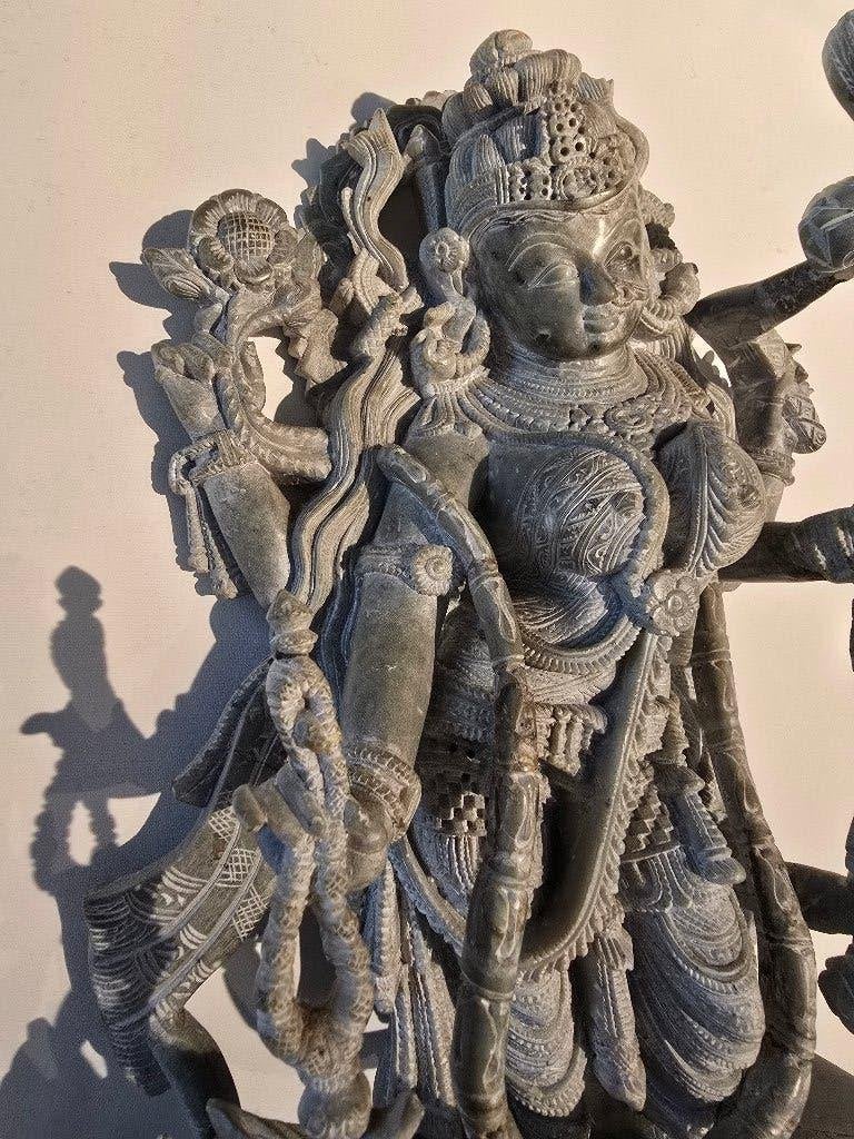 Hand gehouwen marmeren Parvati beeld uit Oost India 39 cm., Ophalen, Natuurlijk materiaal, India, 39 cm