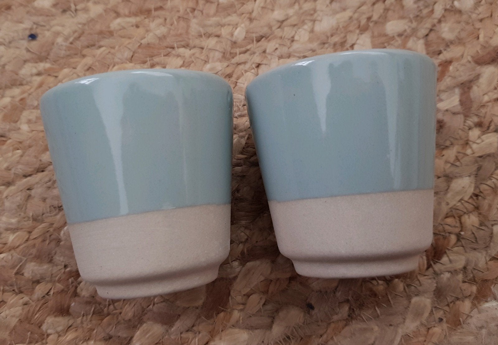 2 kopjes 15 cl espresso blauw / beige, Nieuw, Ophalen of Verzenden, Overige stijlen, Kop(pen) en/of Schotel(s)