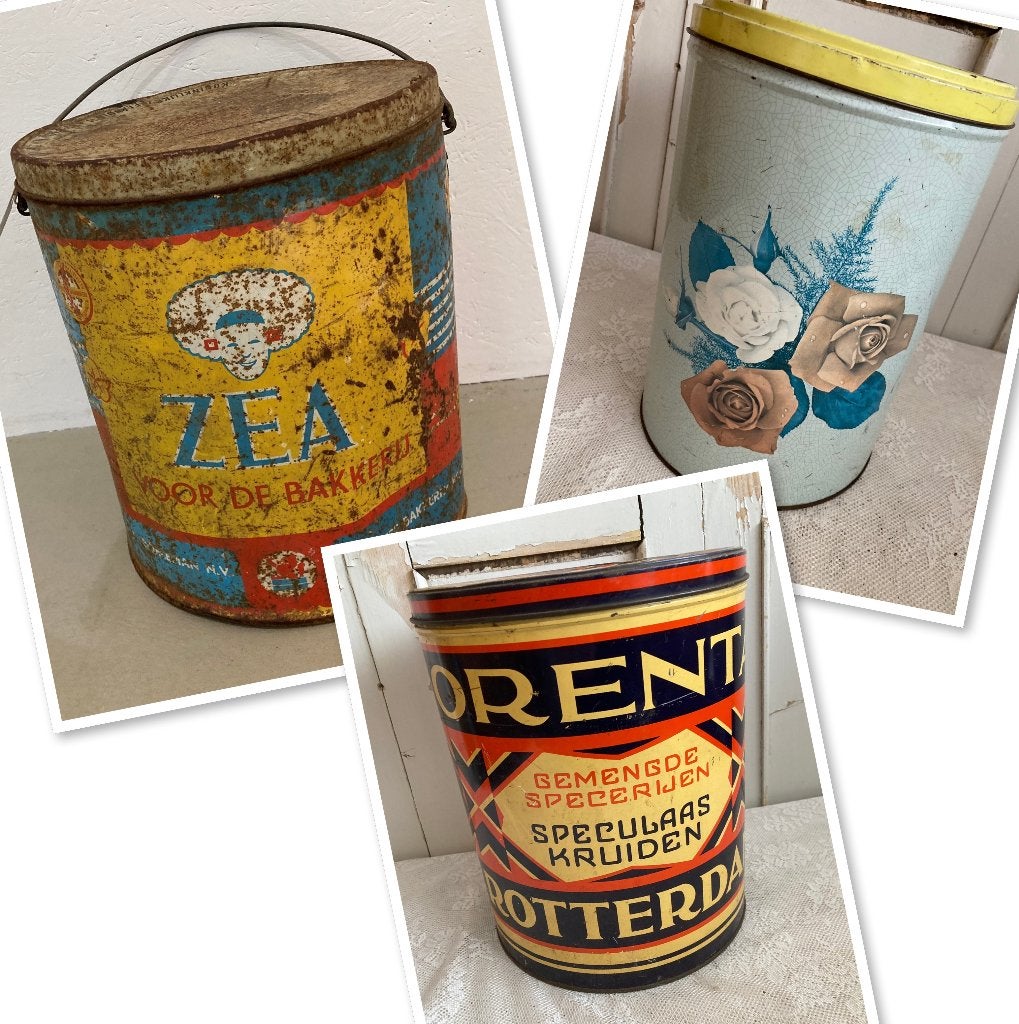 Grote brocante blikken / Orenta speculaaskruiden & ZEA, Verzamelen, Ophalen of Verzenden, Gebruikt, Overige
